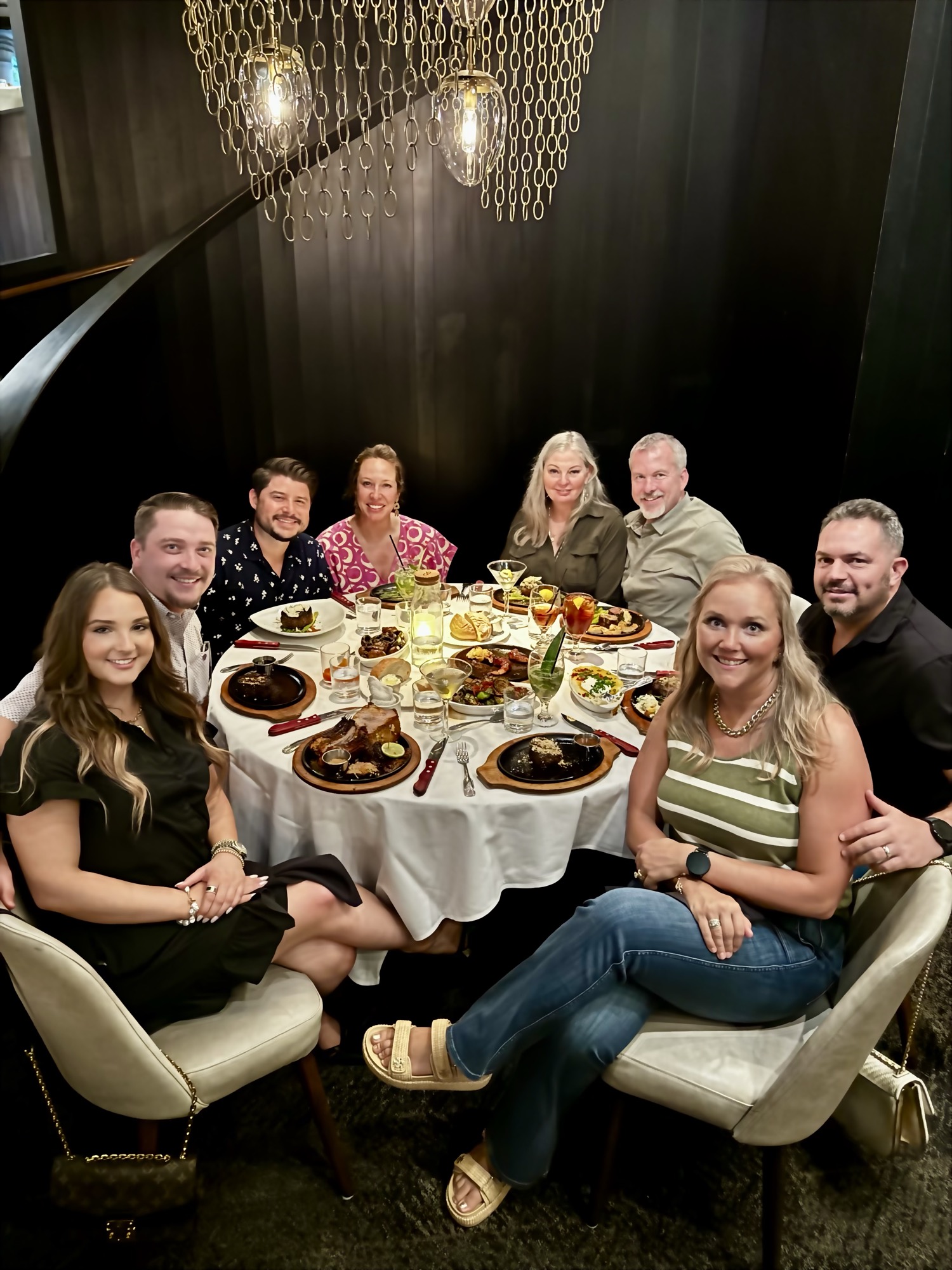 The partners at dinner
